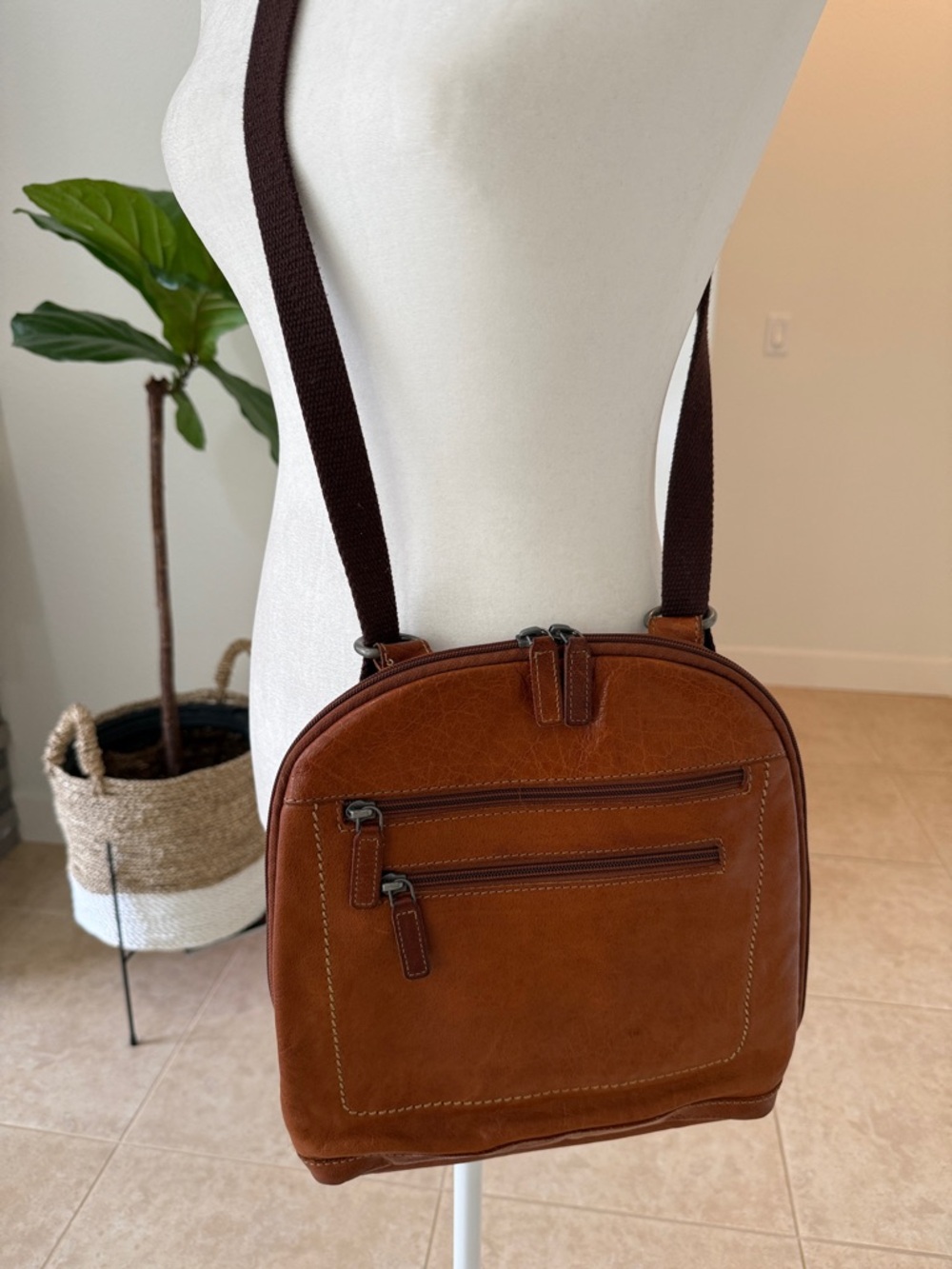 Genuine leather crossbody/ backpack